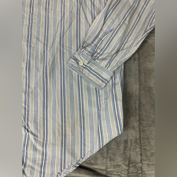 VTG Ralph Lauren Jeans Co Striped Button Up Shirt Mens L Blue Gray 100% Cotton - Picture 5 of 14